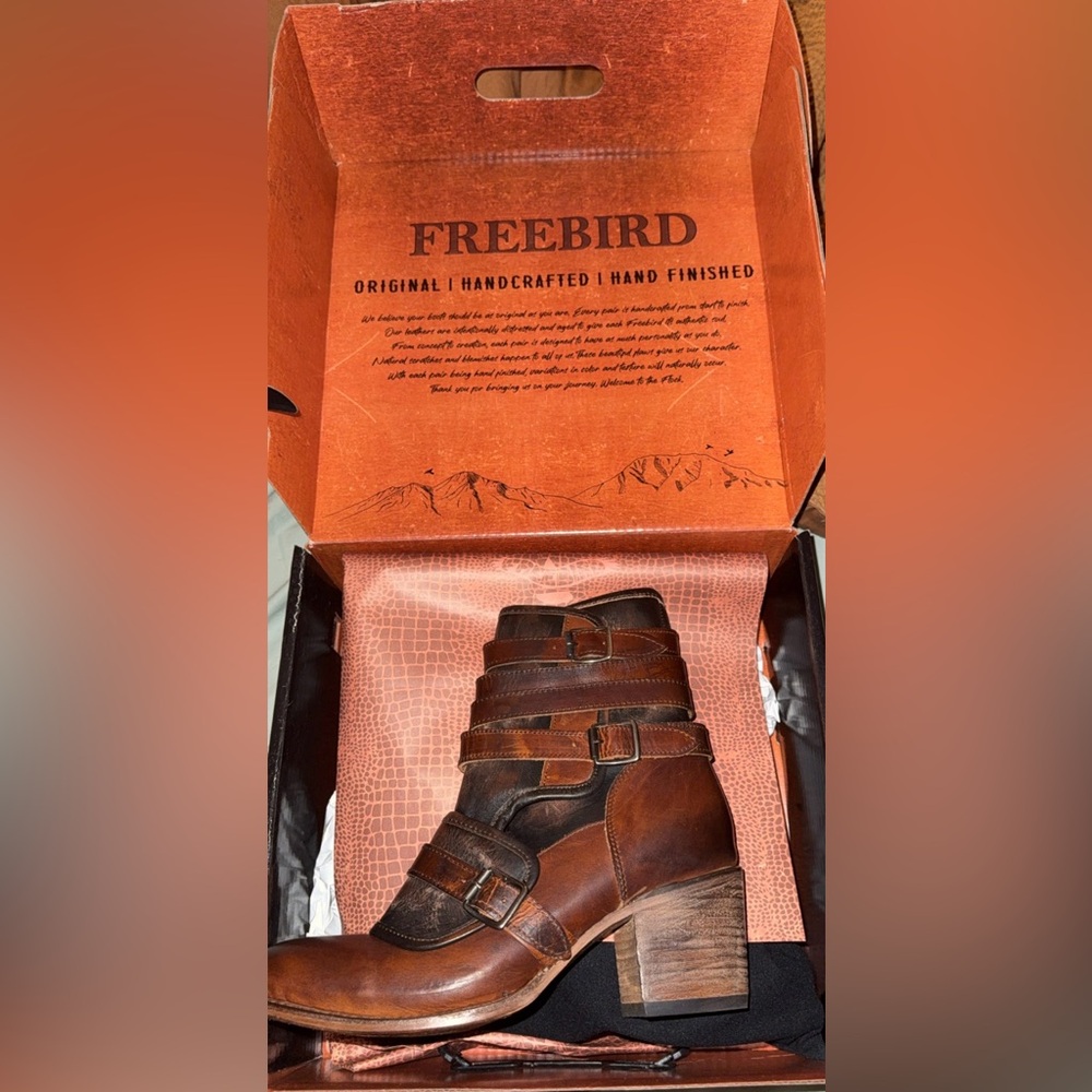 Freebird Brown Heeled Boots Leather Style